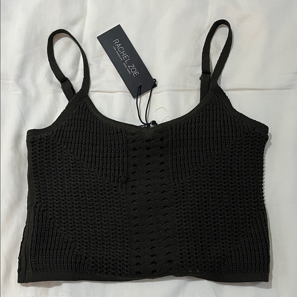 Rachel Zoe Ribbed Crop Tank Top